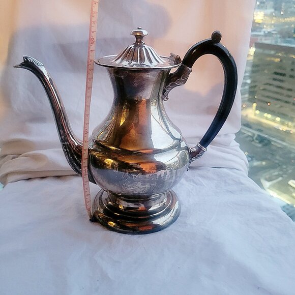 Antique Coffee Pot EP Brass Silver Viking Plate Lead Mounts - Picture 10 of 10